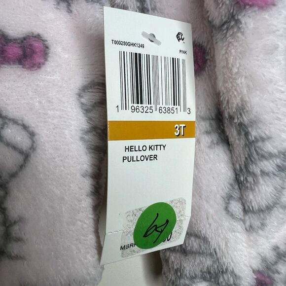 NEW Hello Kitty by Sanrio Fuzzy Pullover Sweater Toddler Girls 3T Pink & White - Picture 4 of 7